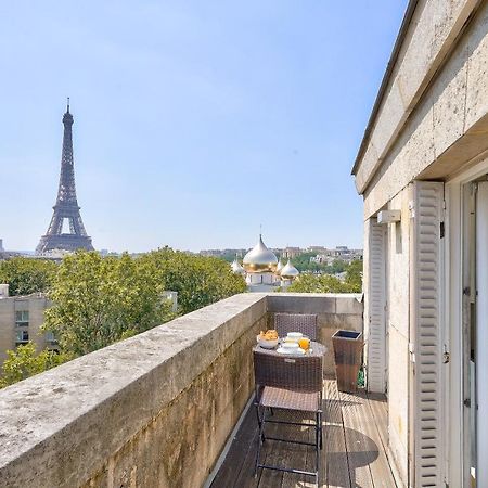 Designed Studio With Ac-Terrasse Vue Tour Eiffel Paris Luaran gambar