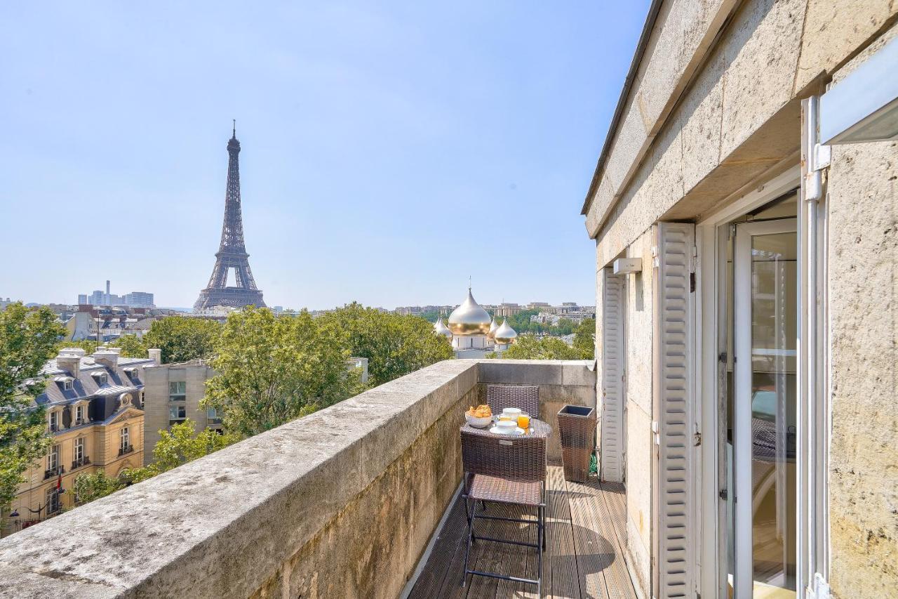 Designed Studio With Ac-Terrasse Vue Tour Eiffel Paris Luaran gambar